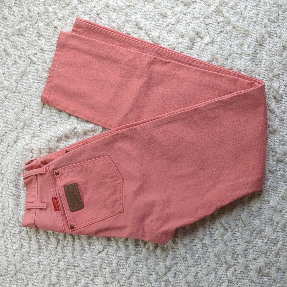 Wrangler 14MWZ Women's Cowboy Cut Peach Salmon Pink Vintage Jeans 5 x 34